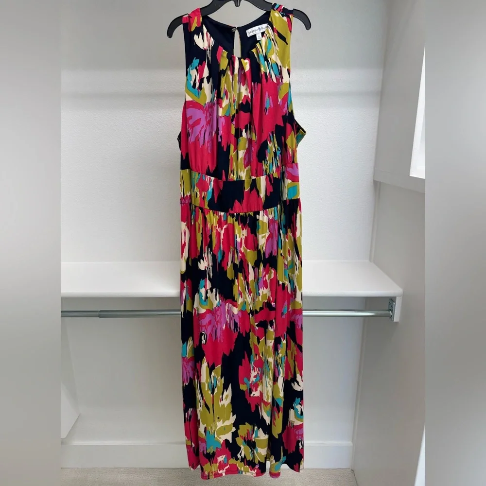 Sabrina & Blue Women’s 3X Maxi Dress Abstract Floral Sleeveless Flowy Comfy Cute - Picture 2 of 11